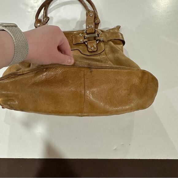 B. Makowsky Brown Tan Leather Shoulder Hobo Bag - Picture 5 of 16